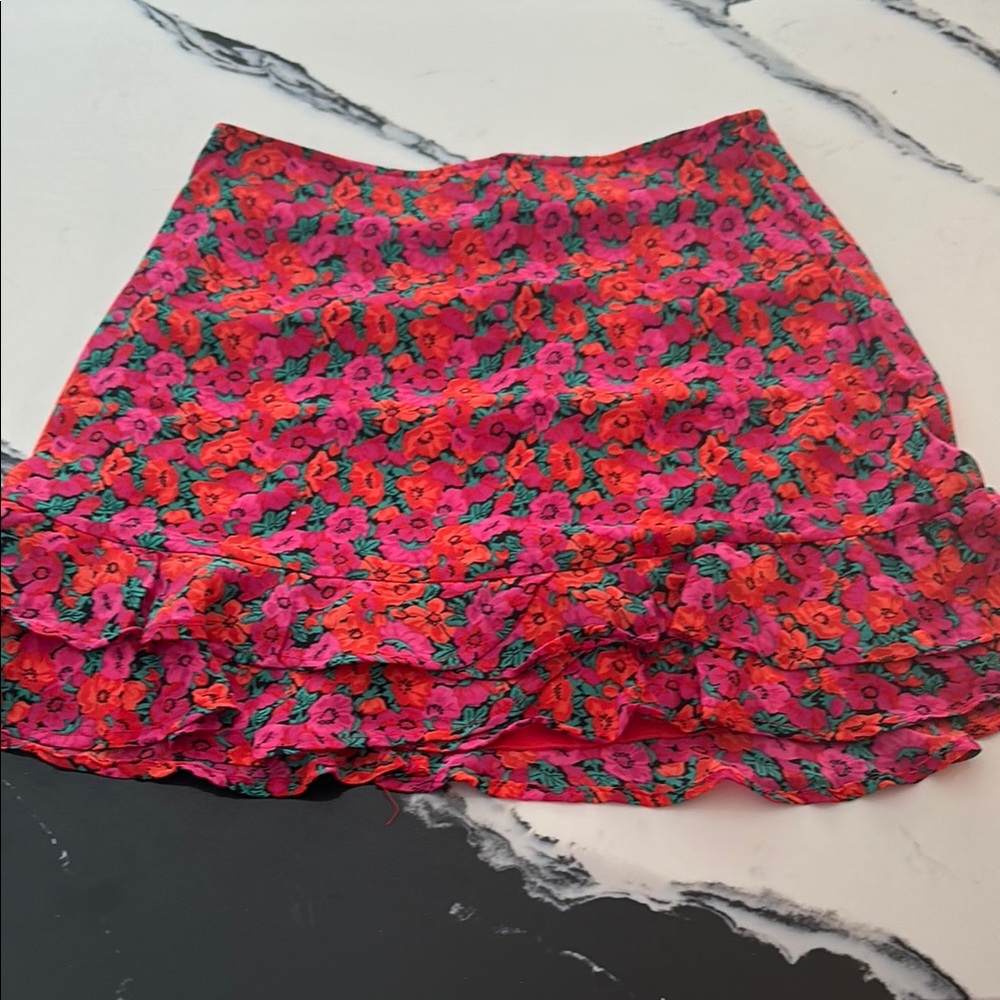 Floral Pink and Green Skirt
